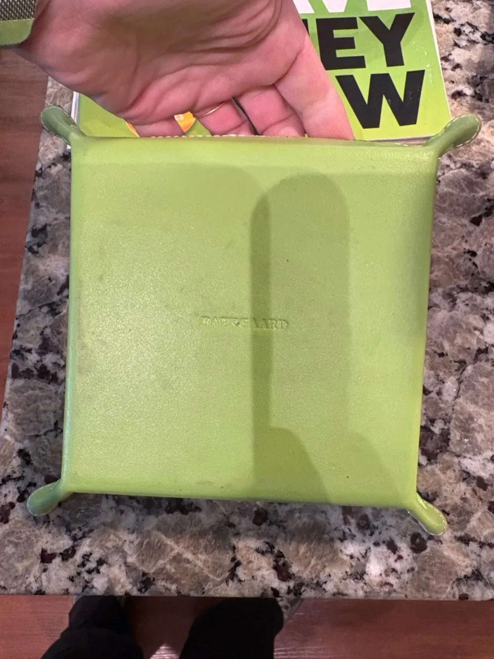 Green Leather Tablet Catchall Tray
